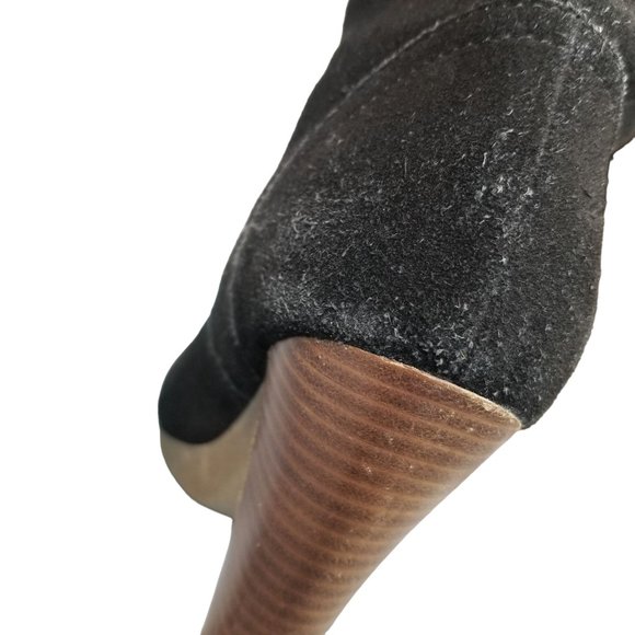 Black Suede Colin Stuart block heel tall boots size 7 - Picture 9 of 13